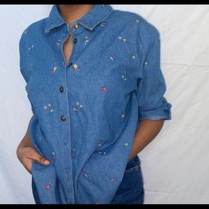 Denim button down top